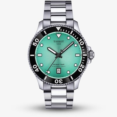 Tissot Mens Seastar 1000 40mm Turquoise Dial Stainless Steel Bracelet Watch T120.410.11.091.00