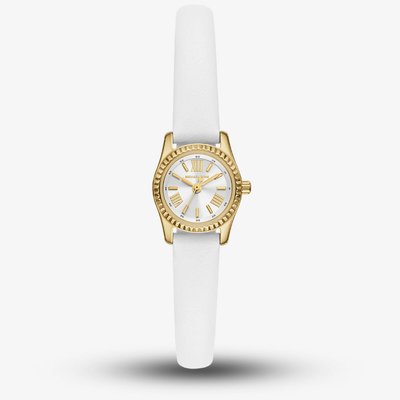 Michael Kors Ladies Micro Lexington White Leather Strap Watch MK4900