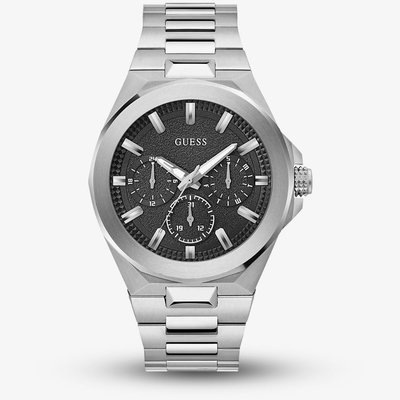 Guess Mens Dashboard Silver Black Dial Watch GW0798G1