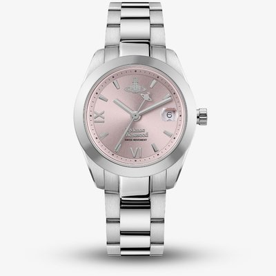 Vivienne Westwood Ladies Fenchurch Silver Tone Pink Dial Watch VV292PKSL