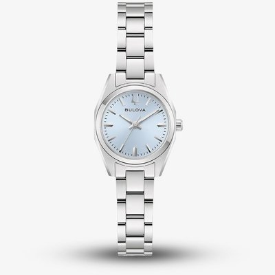 Bulova Ladies Surveyor Light Blue Dial Stainless Steel Bracelet Watch 96L345