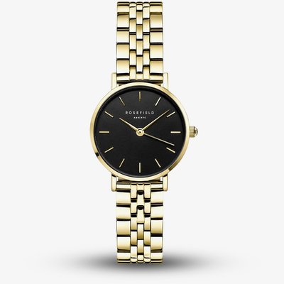 ROSEFIELD Ladies Small Edit Black Dial Golden Bracelet Watch 26BSG-268