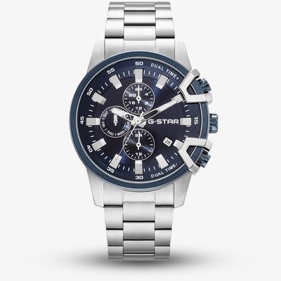 G-STAR Mens Bend3D Blue Dial Silver Bracelet Watch GSW.505.04