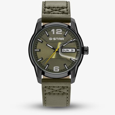 G-STAR Mens Selvedge Green Leather Strap Watch GSW.507.04