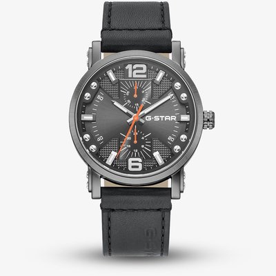 G-STAR Mens Rovic Black Leather Strap Watch GSW.509.02