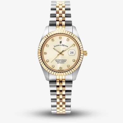 Jacques du Manoir Ladies Inspiration Elegance Gold Dial Two Tone Stainless Steel Bracelet Watch JWL01201