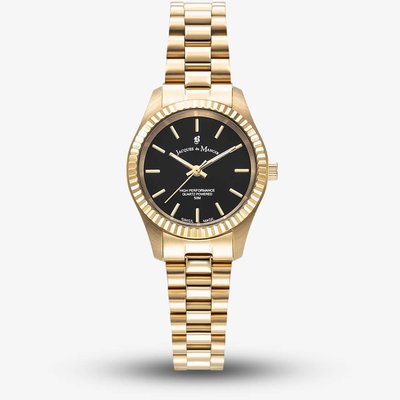 Jacques du Manoir Ladies Inspiration Prime Black Dial Gold Tone Bracelet Watch JWL04007