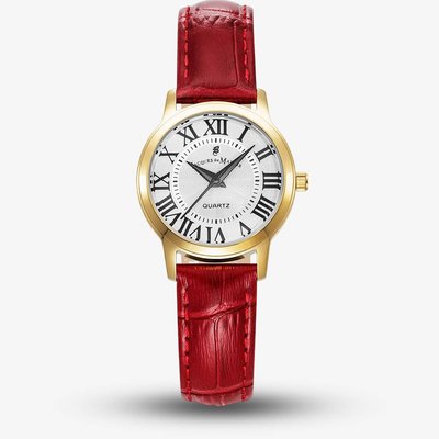 Jacques du Manoir Ladies Genesis Silver Dial Red Leather Strap Watch JWL04903