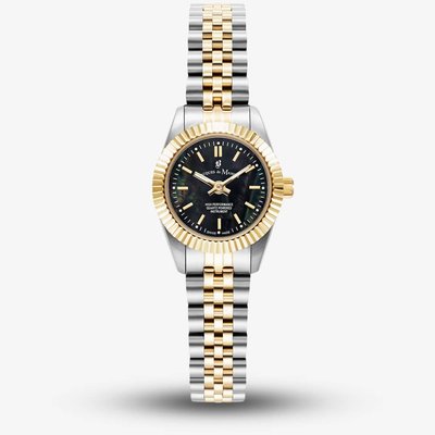 Jacques du Manoir Ladies Mini Inspiration Black Mother of Pearl Dial Two Tone Bracelet Watch JWL05105