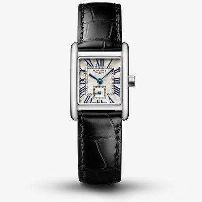 Longines Ladies Mini Dolcevita Black Leather Strap Watch L5.200.4.71.2