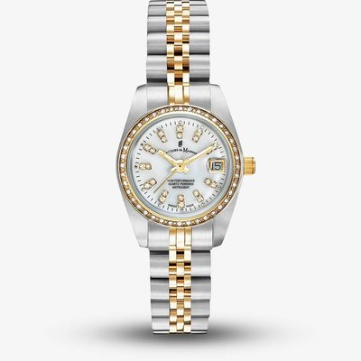 Jacques du Manoir Ladies Inspiration Elegance 26mm Silver Dial Two Tone Bracelet Watch NROP.08