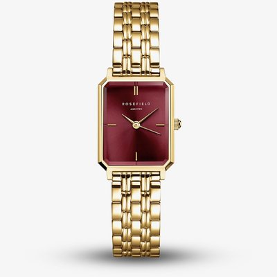 ROSEFIELD Ladies Octagon XS Burgundy Dial Golden Bracelet Watch OBGSG-O83