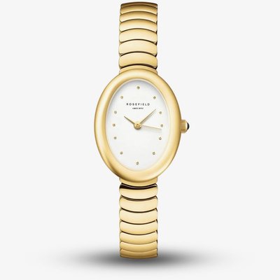ROSEFIELD Ladies Ovale White Dial Golden Bracelet Watch OVWGSG-OV19