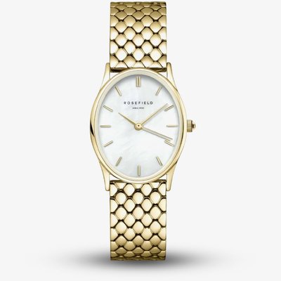 ROSEFIELD Ladies Oval White Mother of Pearl Golden Bracelet Watch OWGSG-OV01