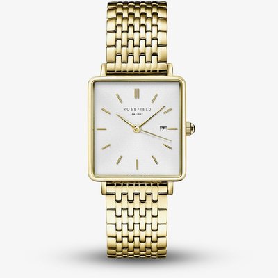 ROSEFIELD Ladies Boxy White Dial Golden Bracelet Watch QWSG-Q09