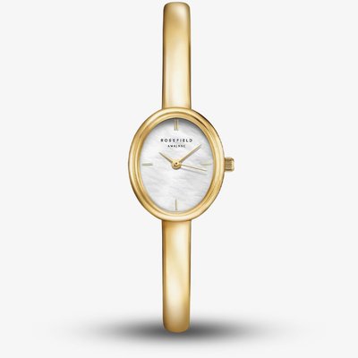 ROSEFIELD Ladies Studio Bangle White Mother of Pearl Dial Golden Bangle Bracelet Watch STWGSG-ST05