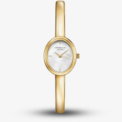 ROSEFIELD Ladies Studio White Mother of Pearl Dial Golden Bangle Bracelet Watch STWGSG-ST06
