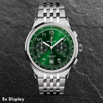 Ex-Display Breitling Mens Premier B01 Chronograph Green Dial Watch AB0145371L1A1