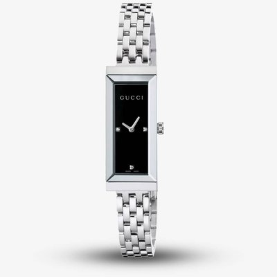 Gucci Ladies G-Frame Diamond Set Black Dial Bracelet Watch YA127504