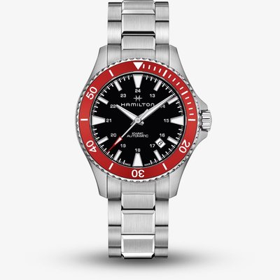 Hamilton Mens Khaki Navy Scuba Automatic Red Bezel Watch H82405130