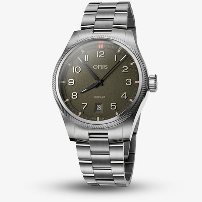 Oris Mens ProPilot Date Green Dial Bracelet Watch 01 733 7805 4167-07 8 20 04LC