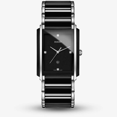 Rado Mens Integral Diamonds Quartz Date Black and Silver Ceramic Bracelet Watch R20206712 L