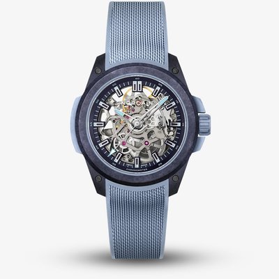 NORQAIN Wild One Skeleton Purple Ice Blue Rubber Strap Watch N3001.07Q05.P01.R01
