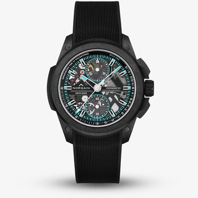 NORQAIN Wild One Skeleton Chrono Black Rubber Strap Watch N3002.40Q01.B07.R01