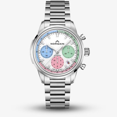 NORQAIN Special Edition Freedom Chrono Enjoy Life "Ice Cream" Silver Bracelet Watch N2201.19S01.C01.S01