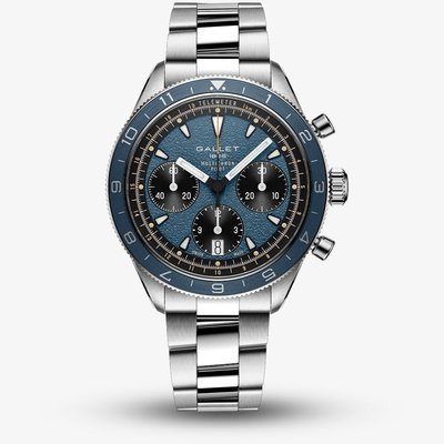 Gallet Mens Multichron Pilot Chronograph Blue Dial Bracelet Watch AG2303171C1A1