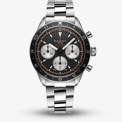 Gallet Mens Multichron Pilot Chronograph Black Dial Bracelet Watch AG2303251B1A1