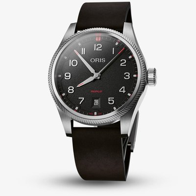 Oris Mens ProPilot Date Black Dial Leather Strap Watch 01 733 7805 4164-07 6 20 14LC