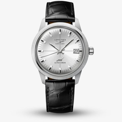 Longines Ultra Chron Classic Automatic Black Leather Strap Watch L2.537.4.72.2