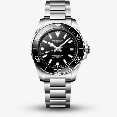 Longines Mens Hydroconquest Automatic Black Dial Watch L3.779.4.56.6