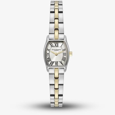 Olivia Burton Ladies Cambridge Silver Dial Two Tone Bracelet Watch 24000391