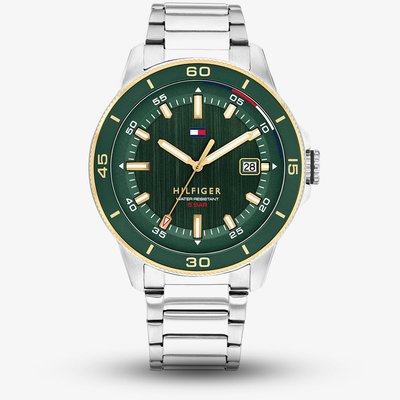 Tommy Hilfiger Mens Remy Green Dial Bracelet Watch 1792230