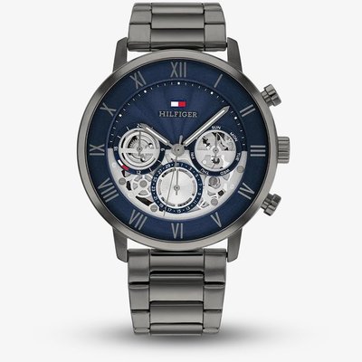 Tommy Hilfiger Mens Legend Half Skeleton Dial Bracelet Watch 1710707