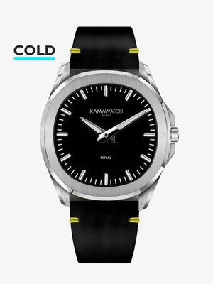 KAMAWATCH Royal Black Dial Leather Suede Strap Watch KWPM34