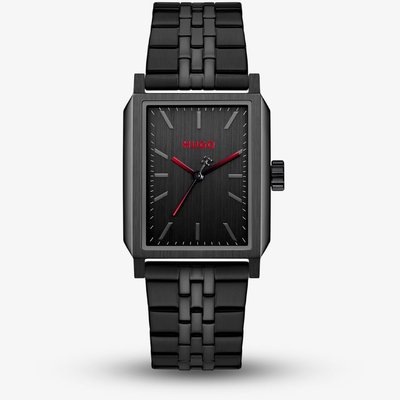 HUGO Mens #Steeze Rectangle Black Dial Bracelet Watch 1530483