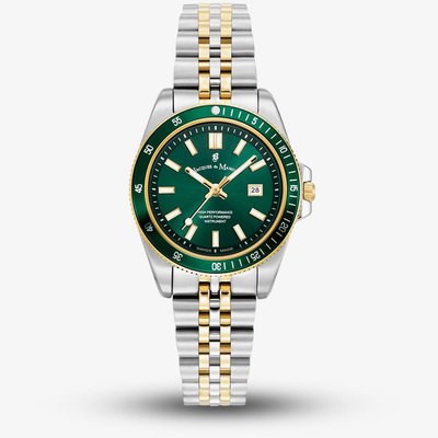 Jacques du Manoir Ladies Inspiration Active Two Tone Green Dial Watch JWL05004