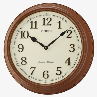 Seiko White Dial Wooden Round Wall Clock QXD214B
