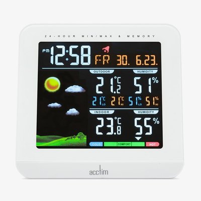 Acctim Wyndham Colour Digital Barometer Clock 16192