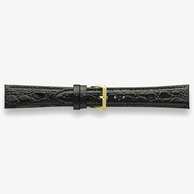 Darlena Stourbridge Black Crocodile Leather Gold Buckle Watch Strap 0902