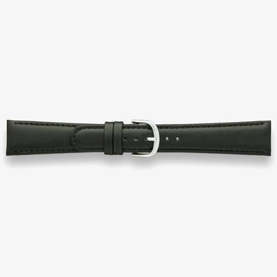 Darlena Newbury Black Padded Leather Silver Buckle Watch Strap LS1002 BLK 26MM (1) (SS)