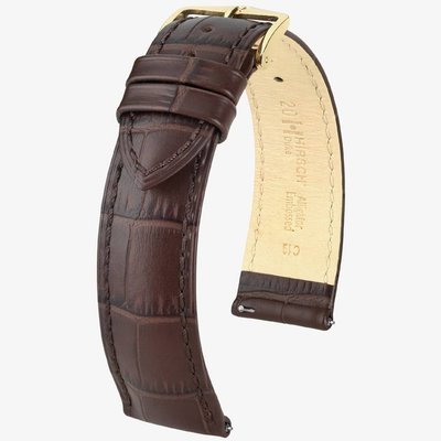 HIRSCH Duke 14mm Medium Brown Leather Watch Strap 01028110-1-14