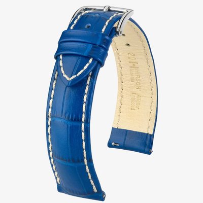 HIRSCH Modena 18mm Long Royal Blue Leather Watch Strap 10302885-2-18