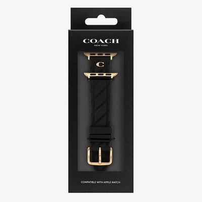 Coach Ladies Black Silicone Quilted Apple Watch Strap 14700317