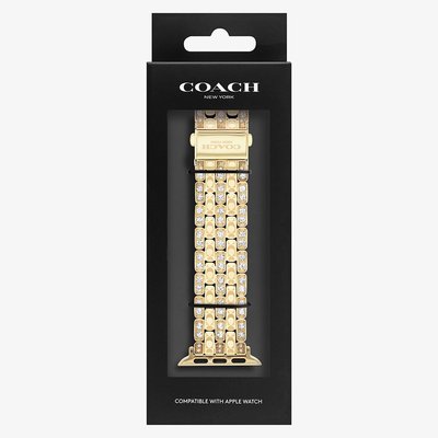 Coach Ladies Gold Tone Crystal Set Apple Watch Strap 14700262