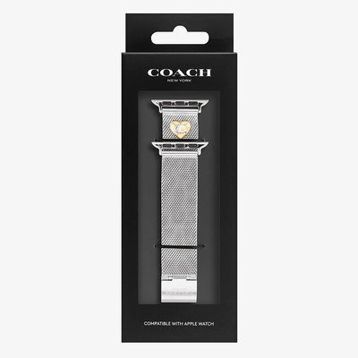 Coach Ladies Silver Mesh Apple Watch Strap 14700239