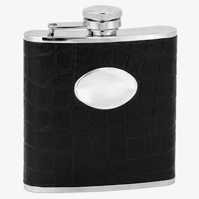 Black Crocodile Engravable 5oz Hip Flask HF-04